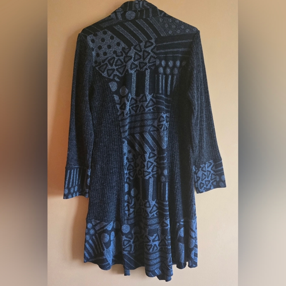 Variations Geometric Boho Pattern Button Cardigan With Pockets, L - Picture 5 of 5